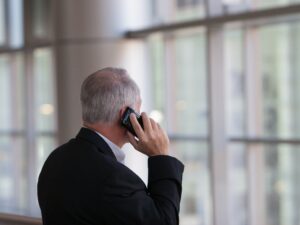 Man calling attorney for bankruptcy